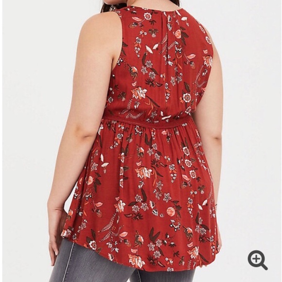 Torrid Ochre Floral Twill Babydoll Tunic Top 4X - Picture 8 of 16